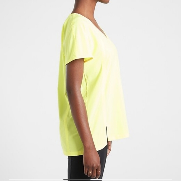 Neon yellow short sleeve Athleta top - Picture 2 of 8